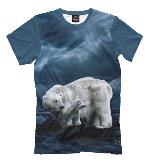 Мужская футболка с изображением Полярные медведи цвета Серый