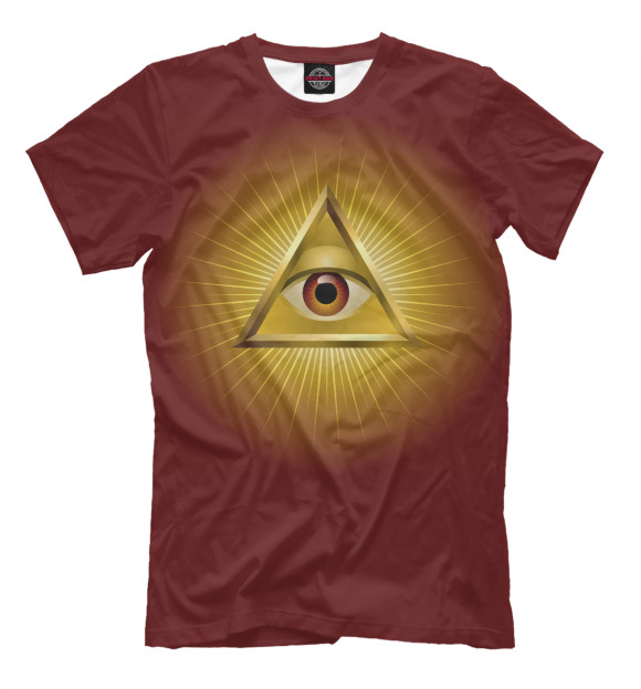 Мужская футболка с изображением Illuminati цвета Темно-бордовый