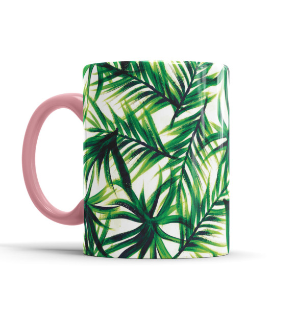 Кружка с изображением Пальмовые листья цвета розовый