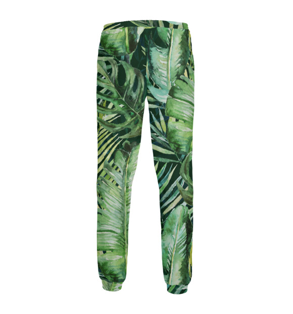 Мужские спортивные штаны с изображением Тропические пальмы цвета Белый