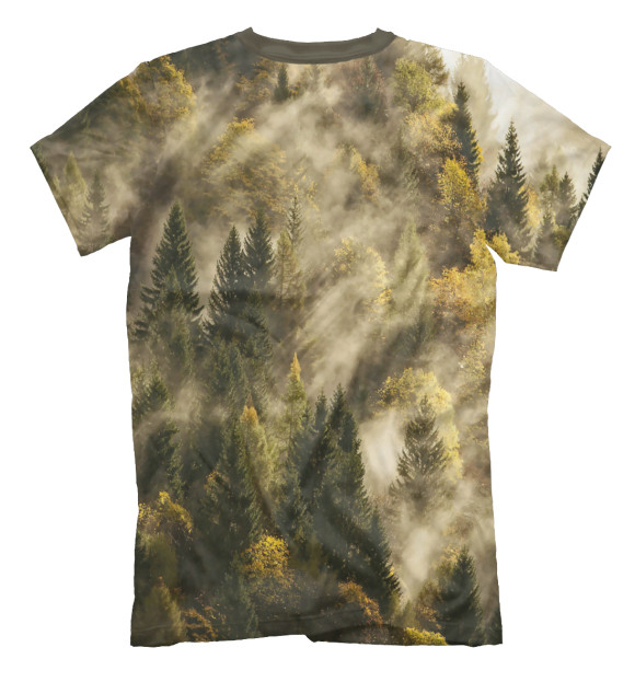 Футболка для мальчиков с изображением Лес в тумане цвета Белый