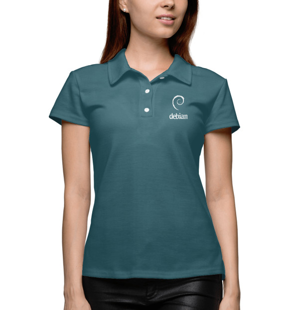 Женское поло с изображением Debian Blue цвета Белый