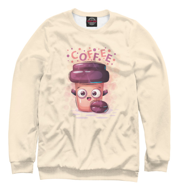 Свитшот для девочек с изображением Кофе cute цвета Белый