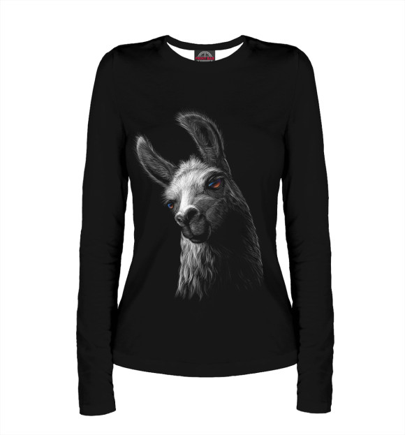 Женский лонгслив с притом Лама цвета Белый Женский лонгслив с изображением Лама цвета Белый