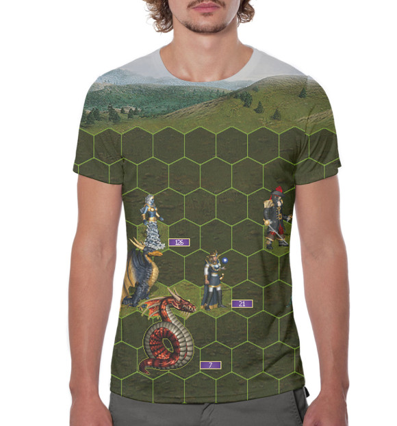 Мужская футболка с изображением Герои Меча и Магии цвета Белый