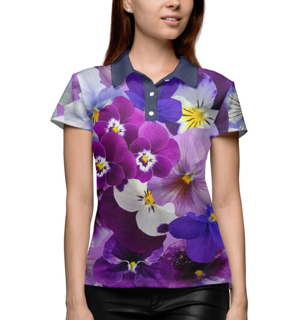 Женское поло с изображением Цветочки цвета Белый