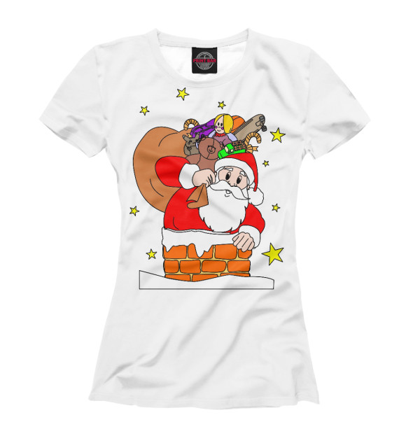 Женская футболка с изображением Дед Мороз цвета Белый