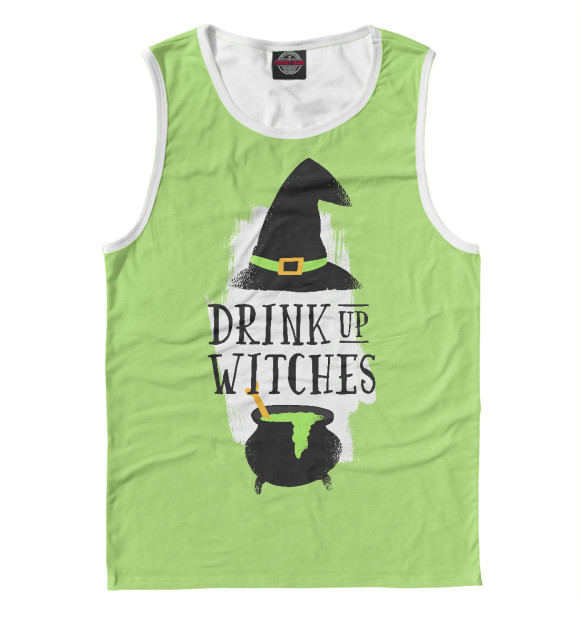 Мужская майка с изображением Drink Up Witches цвета Белый