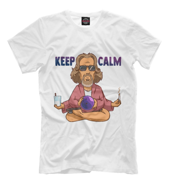 Мужская футболка с изображением Keep Calm цвета Белый