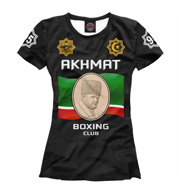 Женская футболка с изображением Akhmat Boxing Club цвета Белый