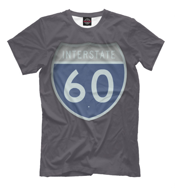 Мужская футболка с изображением Трасса 60 цвета Серый
