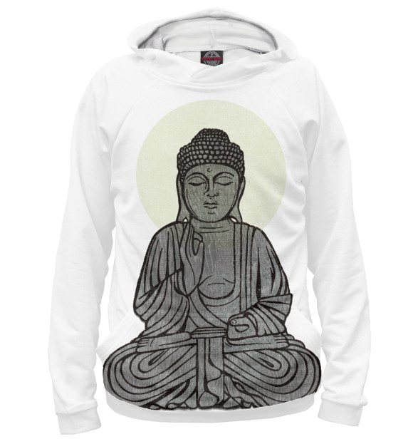 Мужское худи с изображением Buddha Shakyamuni цвета Белый