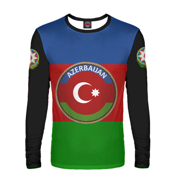 Мужской лонгслив с изображением Азербайджан цвета Белый