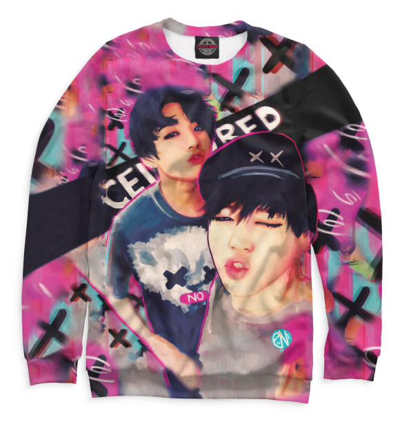 Свитшот для девочек с изображением BTS цвета Белый