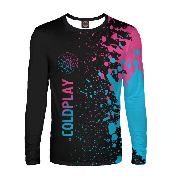Мужской лонгслив с изображением Coldplay Neon Gradient цвета Белый