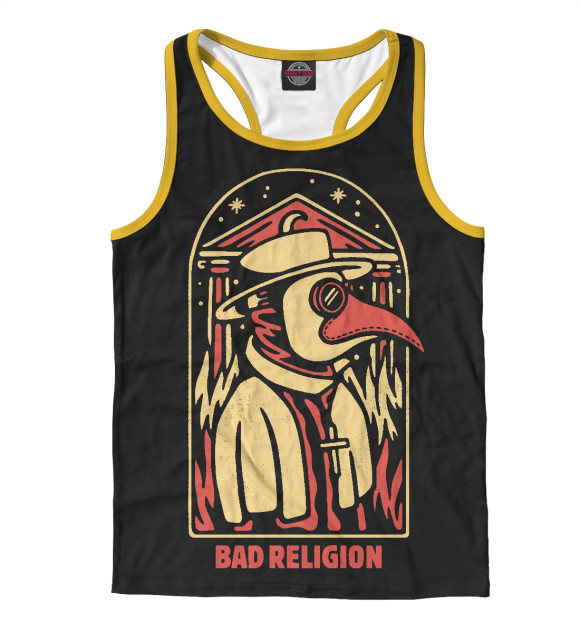 Мужская майка-борцовка с притом Bad Religion цвета Белый Мужская майка-борцовка с изображением Bad Religion цвета Белый