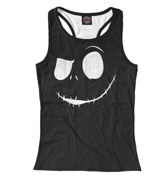 Женская майка-борцовка с изображением Страшное лицо цвета Белый