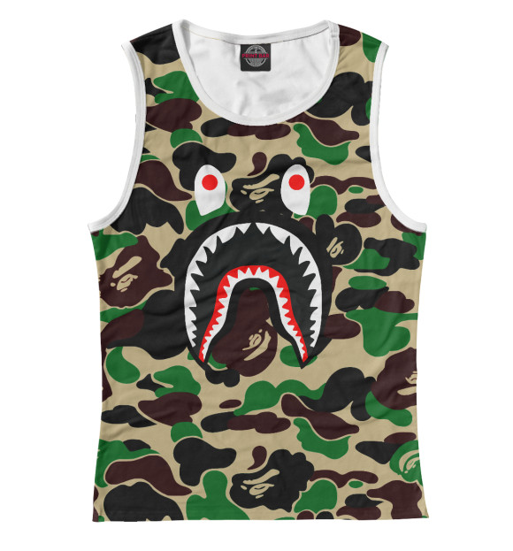 Майка для девочки с изображением Bape Shark цвета Белый