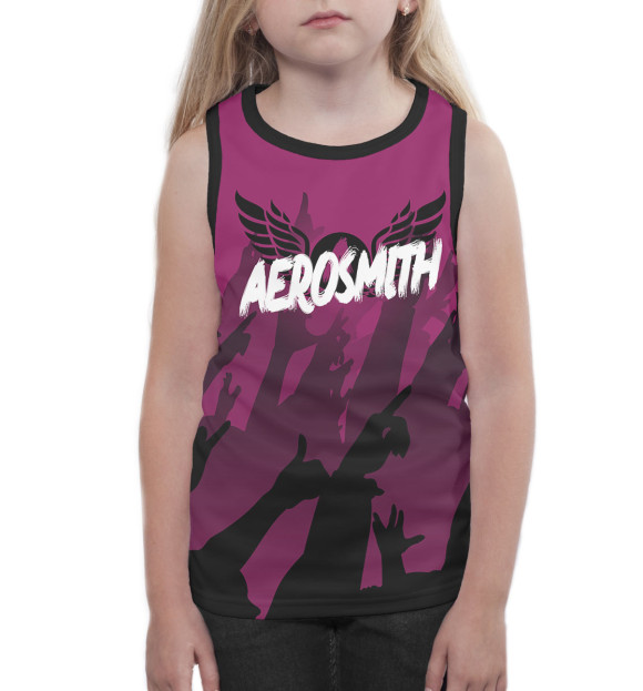 Майка для девочки с изображением Aerosmith цвета Белый