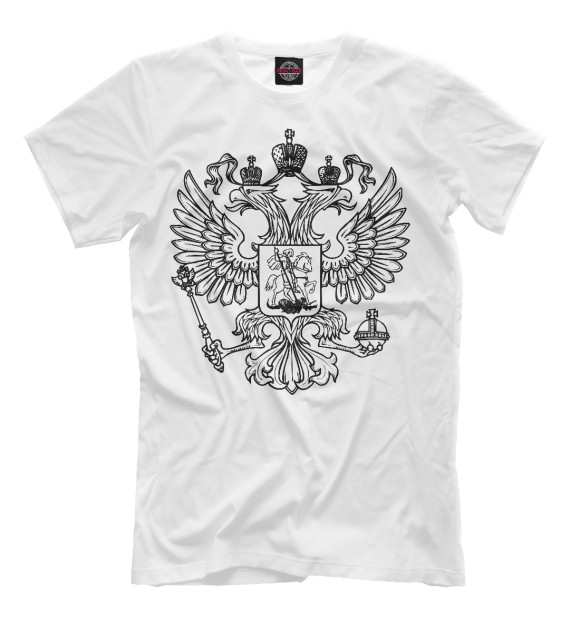 Мужская футболка с изображением Герб Российской Федерации (одноцветный) цвета Молочно-белый