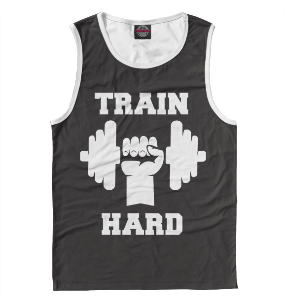 Мужская майка с изображением Train hard цвета Белый