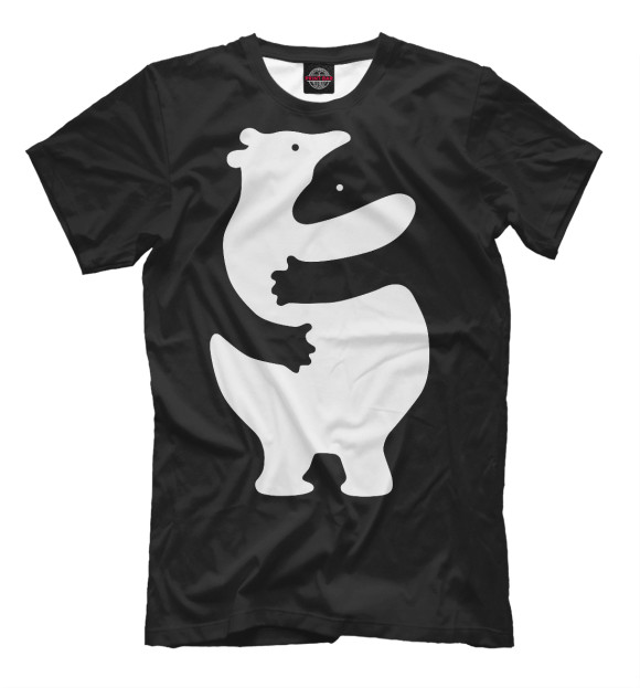Мужская футболка с изображением Обнимающиеся медведи цвета Черный