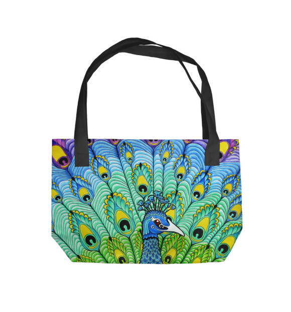 Пляжная сумка с изображением Павлин цвета 