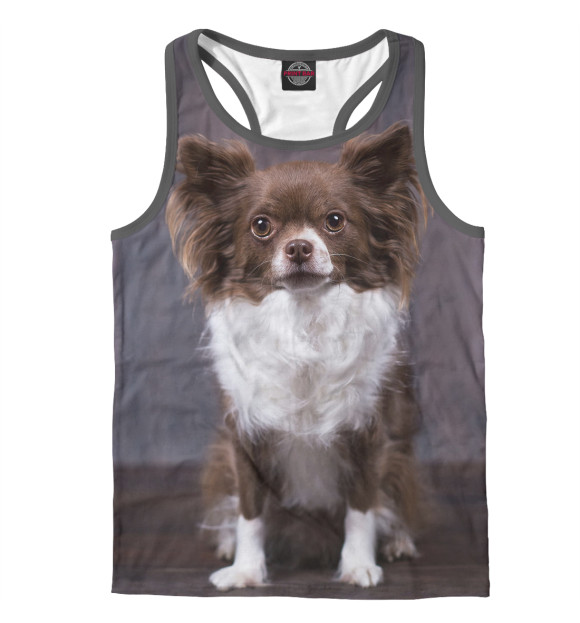 Мужская майка-борцовка с изображением Собака цвета Белый