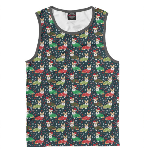 

Майки Print Bar, Белый, Happy christmas corgi