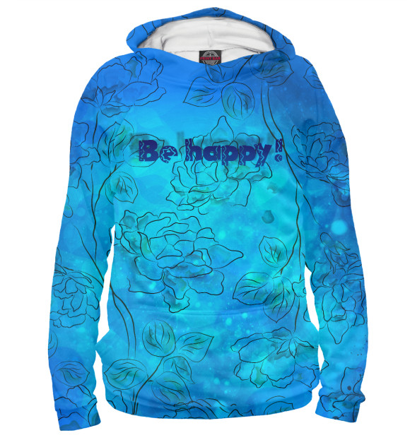 Мужское худи с изображением Be happy! цвета Белый