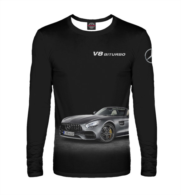 Мужской лонгслив с изображением V8 Biturbo цвета Белый