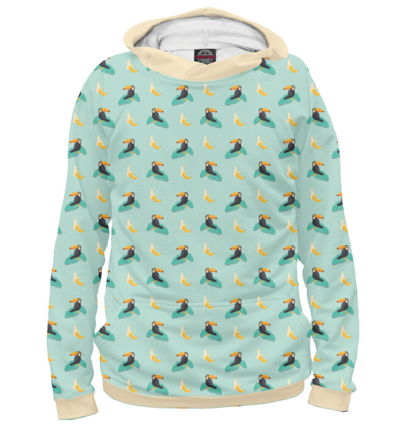 Мужское худи с изображением Раз тукан, два тукан цвета Белый