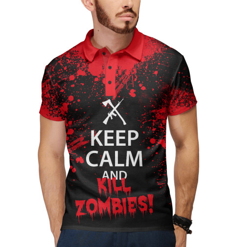 

Поло Print Bar, Белый, Keep Calm & Kill Zombies