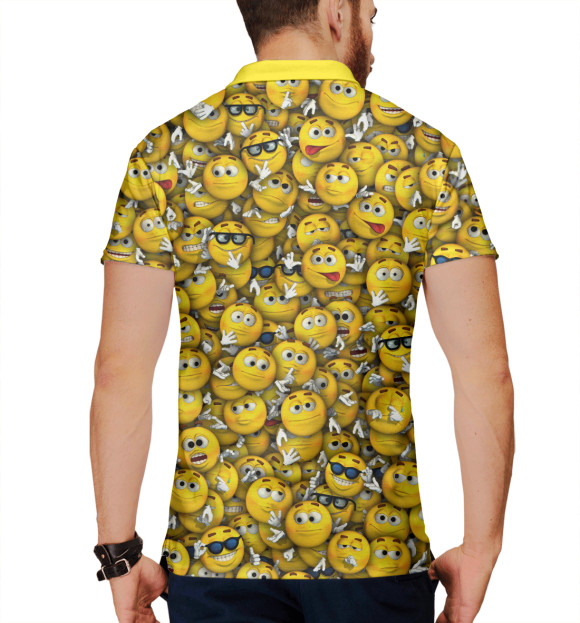 Мужское поло с притом Веселые смайлики цвета Белый Мужское поло с изображением Веселые смайлики цвета Белый
