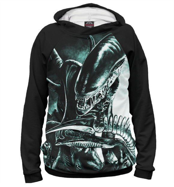 Мужское худи с изображением Чужой цвета Белый