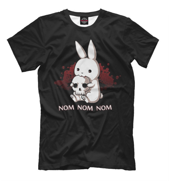 Мужская футболка с изображением Nom Nom Nom цвета Черный