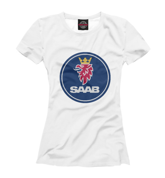 Женская футболка с изображением Saab цвета Белый