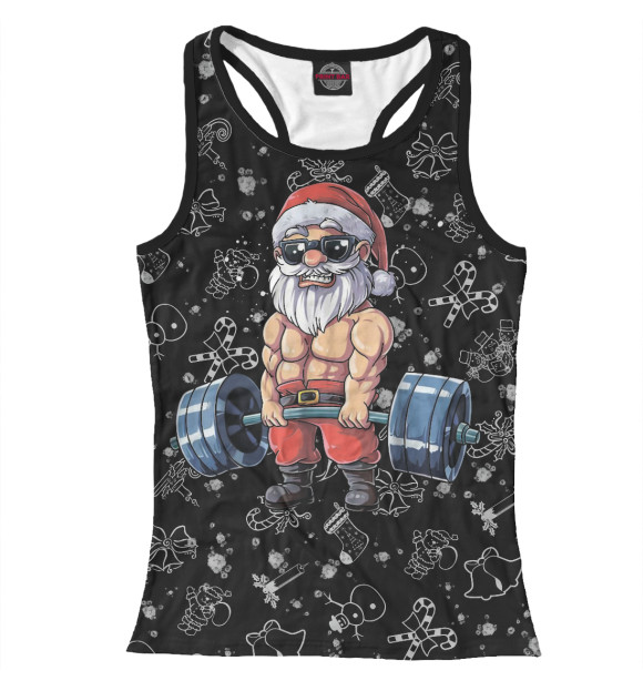 Женская майка-борцовка с изображением Power Santa цвета Белый