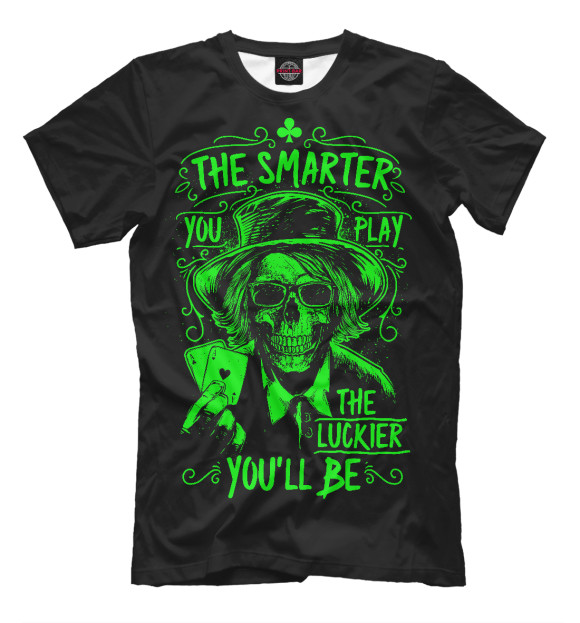 Мужская футболка с изображением Smart gambler цвета Черный