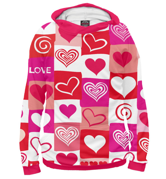 Мужское худи с изображением сердца цвета Белый