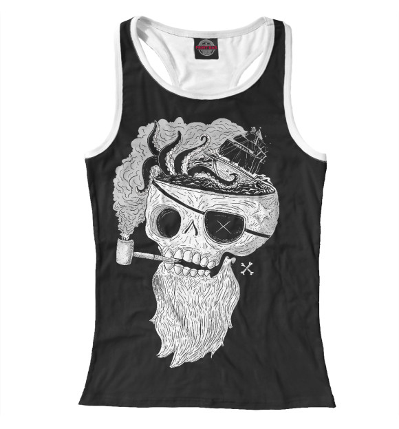 Женская майка-борцовка с изображением Пират цвета Белый