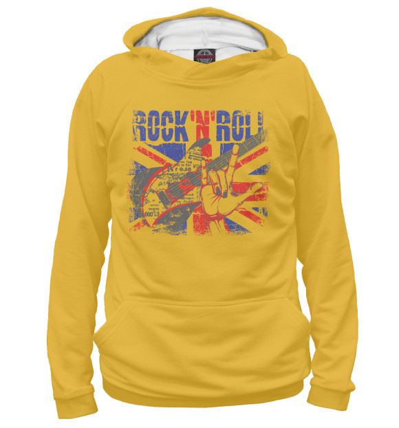 Женское худи с изображением Rock 'n' roll цвета Белый