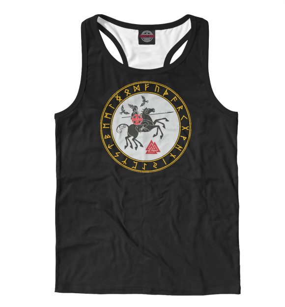 Мужская майка-борцовка с изображением Богатырь цвета Белый