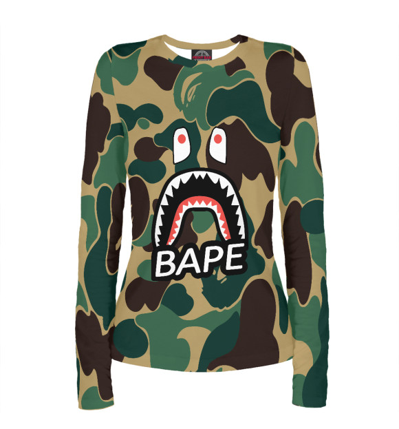 Женский лонгслив с изображением BAPE цвета Белый