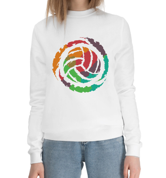 Женский хлопковый свитшот с изображением Color Ball цвета Белый