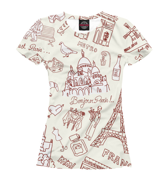 Женская футболка с изображением В Париж! цвета Белый