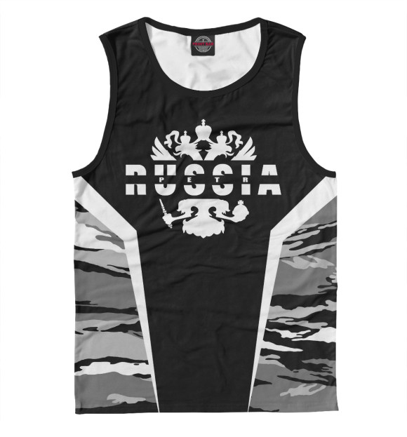 Мужская майка с притом Пётр - камуфляж цвета Белый Мужская майка с изображением Пётр - камуфляж цвета Белый