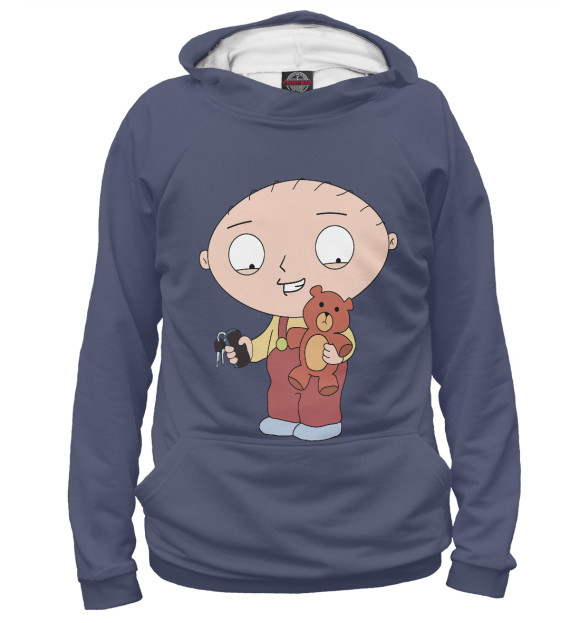 Мужское худи с изображением Стьюи цвета Белый