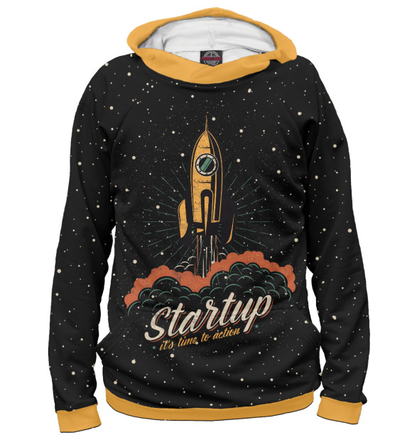 Женское худи с изображением Startup Space цвета Белый
