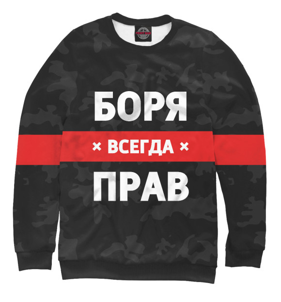 Свитшот для девочек с изображением Боря всегда прав цвета Белый